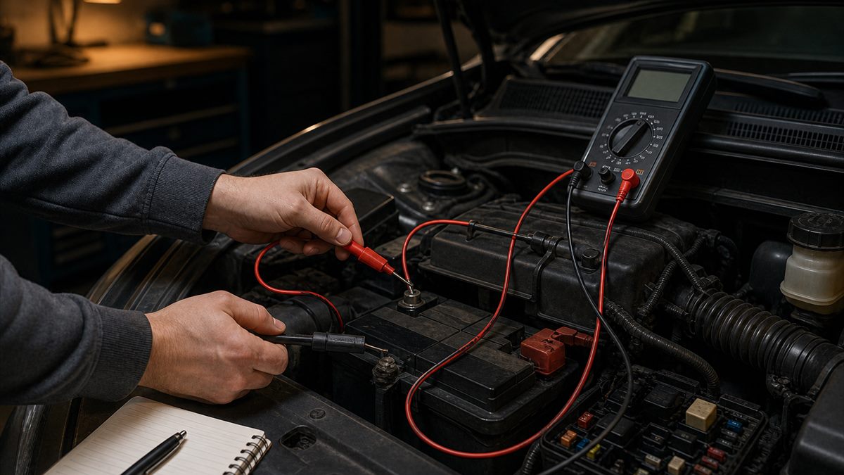 Dead Battery Symptoms practical check setup